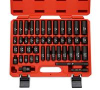 Neiko 02440A - Juego de boquillas de impacto (3/8", acero CR-V, SAE y métrico), 44 piezas Master