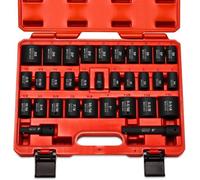 Neiko 02448A 1 2" Drive Master Impact Socket Set 65 Piece Deep and Shallow Socket Assortment Standard SAE (3 8Inch to 11 4Inch) and Metric (1024 mm) Sizes Includes Adapters and Ratchet Handle