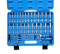 NEIKO 02514A Juego de llaves de trinquete y llaves pequeñas, 58 piezas poco profundas y profundas, tamaños SAE estándar de 532 a 78 pulgadas, tamaños métricos de 4 mm a 15 mm, juego de llaves