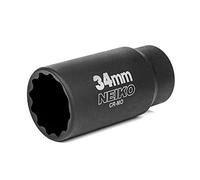 NEIKO 02525A 34mm Socket | 1/2” Drive Deep Impact Socket | Spindle & Axle Nut Socket | 12 Point |Chrome Molybdenum Cr-Mo |Deep Well Hub | Triple Square | Axle Shaft Nut Remover