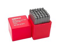 NEIKO 02630A - Juego de perforadores de números y letras con perforadores de acero tratado térmicamente, impresión y artes y manualidades, eje de 3/32 pulgadas, juego de sellos de 36 piezas, juego de