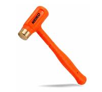 NEIKO 02871A - Martillo de soplado muerto con tapa de latón, 0.7 kg, martillos de golpe muerto naranja neón, mazo, resistente a chispas y rebotes, moldeado de una sola pieza, goma de soplado suave
