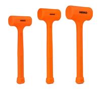 NEIKO 02888A - Juego de martillos de soplado muerto, 3 mazos de golpe muerto naranja neón, 1 libra, 2 libras, 3 libras, resistente a chispas y rebotes, moldeado unibody, agarre a cuadros
