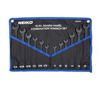 NEIKO 03582A - Juego de llaves combinadas, juego de llaves combinadas de panel elevado de 12 piezas, métricas y estándar, acero al carbono forjado de óxido negro, juego de llaves mecánicas de extremo