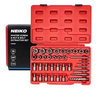 NEIKO 04208A - Extractor maestro de tornillos, tuercas y pernos, herramienta de extracción de tuercas de lengüeta de 36 piezas, 3/8 dr., juego de enchufes de extractor de pernos pelados profundos y
