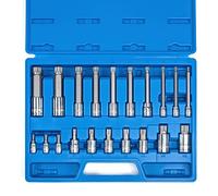 NEIKO 10057A XZN - Juego de brocas cuadradas triples, 20 piezas, enchufe estriado extra largo de 4 pulgadas, 4 mm a 18 mm, 12 puntos a prueba de manipulaciones, unidad cuadrada, acero S2 y Cr-V