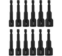 NEIKO 10250A - Juego de destornilladores de tuerca de impacto hexagonales magnéticos, juego de 12 brocas para taladro, acero Cr-V, tuercas hexagonales de cambio rápido de 1/4 pulgadas, juego de llaves