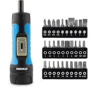 NEIKO 10574A 1/4” Drive Torque Wrench Screwdriver Set | 30 Pieces of S2 Steel Philips, Hex, Slotted, and Torx Bits | 10 to 60 Inch-Pounds Torque Adjustment Range | Firearms Accurizing and Gunsmithing