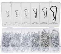 Neiko 50457A - Kit surtido de pasadores de chaveta, 150 clips de acero chapado en zinc, pasadores pequeños para uso en sistema de bloqueo de pasador de enganche, pasadores de aleta surtidos, kit