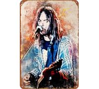 Neil Young - Póster de metal con diseño de música retro para decoración de pared del hogar, cafetería, bar, pub, 8 x 12 pulgadas