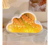 Neioaas 20 flores nubes tulipán espejo luz nocturna - Luz nocturna de tulipán, lámpara LED para decoración de dormitorio para adolescentes y niñas, regalo creativo para amigos, cumpleaños,