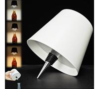 Neioaas Lámpara inalámbrica para botella de vino, luz de 3 colores, luz de metal para botella de vino, recargable, impermeable, cabezal de lámpara táctil para el hogar, bar, camping, viajes