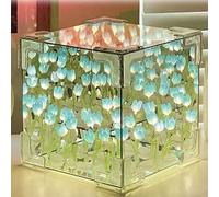 Neioaas Luz nocturna de tulipán - Luz de espejo hecha a mano con forma de cubo de tulipán, lámpara de mesa de flores de tulipán y espejo 2 en 1, 20 flores, luz de decoración de tulipán, regalos de