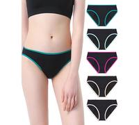 Neione Mujer Bragas Menstruales Braguita Brasileña Bikini Menstrual para Regla Mentruación Período Postparto Pack de 5 Negra L