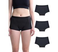 Neione Mujer Bragas Menstruales Flujo Abundante Culotte de Algodon Boxer Talle Alto para Regla 5 Tampones Pack de 3 Negro XL