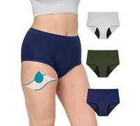 Neione Mujer Bragas Menstruales Flujo Abundante Culotte de Algodon Slip para Regla 4 Tampones Pack de 3 Canvas M