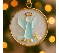 NEIQIUWING Adornos para árbol de Navidad Coastal Nativity, 8 cm, acrílico, azul, diseño de Jesús de la playa, decoración espiritual y de playa