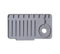 NEIQIUWING Alfombrilla de silicona para fregadero de 27 x 15 cm, con diseño de drenaje inteligente contra salpicaduras de agua, ayuda de cocina versátil para la organización de esponjas y, gris/beige