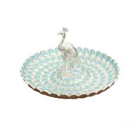 NEIQIUWING Bandeja metálica para servir pavo real, 3D para escultura, cuenco decorativo para dulces, frutas y decoración del hogar, 8 pulgadas de ancho, aleación galvanizada, estilo retro de lujo