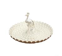 NEIQIUWING Bandeja metálica para servir pavo real, 3D para pieza central de escultura, cuenco decorativo para dulces, frutas y decoración del hogar, 8 pulgadas de ancho, aleación galvanizada, estilo