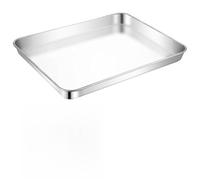 NEIQIUWING Bandeja rectangular de acero inoxidable para horno mini (23,5 x 17,5 x 2,5 cm, apta para lavavajillas)