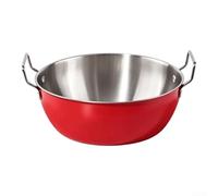 NEIQIUWING Bote de acero inoxidable 304 con asas dobles de 17 cm, cuenco de cocción para comidas y servidores, fácil de limpiar, moderno esencial de cocina (rojo)
