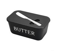 NEIQIUWING Bututterdose mit Spatel Fach Kunststoff Butterbehälter für Küche Tisch Abdeckte Dose zur Aufbewahrung von Butter Käse und Snacks Elegant Schwarz Grau Weiß Blau Dunkelgrün (Black)