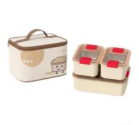 NEIQIUWING Caja de almuerzo de acero inoxidable para microondas con tapa a prueba de fugas y bolsa aislada - para organización de trabajo, escuela y preparación de alimentos (D)