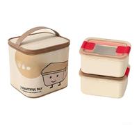 NEIQIUWING Caja de almuerzo de acero inoxidable para microondas con tapa a prueba de fugas y bolsa aislada, para organizaciones de trabajo, escuela y preparación de alimentos (A)