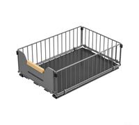 NEIQIUWING Cesta extraíble de cocina de metal con guía estable para un fácil montaje sin taladrar, ideal para organizar las reservas en armarios, salón, color negro y blanco (negro)