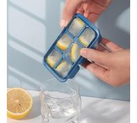 NEIQIUWING Cubeta para hielo con tapa, 6 compartimentos, hecha de polipropileno y silicona de grado alimenticio, para el hogar, color azul y blanco