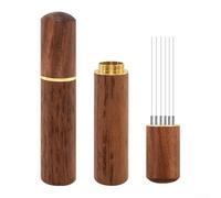 NEIQIUWING Distribuidor de café en polvo con 6 agujas y mango de madera para barista, accesorio para solución de grumos y extracción uniforme en portafiltros (Light 6 Needle)