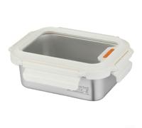 NEIQIUWING Fiambrera de acero inoxidable 304 con tapa de cristal, hermética y a prueba de fugas, apilable, apta para microondas y lavavajillas, recipiente para alimentos para cocina y oficina (800 ml)