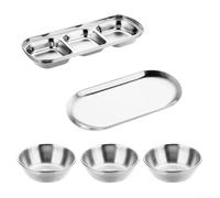 NEIQIUWING Juego de 5 cuencos para salsa con compartimento de almacenamiento y cuencos, apilables para cocina y gastronomía, versátil para fiestas y barbacoas, apto para lavavajillas (plata)