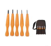 NEIQIUWING Juego de 5 herramientas para cortar madera, acero SKS7, mango de madera de haya, plano, redondo, oblicuo, triángulo, herramienta para trabajar la madera, incluye bolsa de transporte de lona