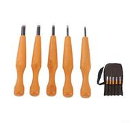 NEIQIUWING Juego de 5 herramientas para cortar madera, acero SKS7, mango de madera de haya, plano, redondo, oblicuo, triángulo, herramienta para trabajar la madera, incluye bolsa de transporte de lona