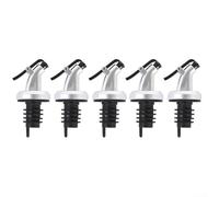 NEIQIUWING Juego de 5 vertedores de botellas para aceite, alcohol y vinagre con tapa antipolvo de plástico ABS PP silicona reutilizable para cocina, bar, restaurante, hogar, accesorios