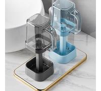 NEIQIUWING Juego simple de soporte para cepillos de dientes y vaso para enjuagar: estante de almacenamiento extensible y elegante