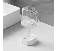 NEIQIUWING Juego simple de soporte para cepillos de dientes y vaso para enjuagar: estante de almacenamiento extensible y elegante