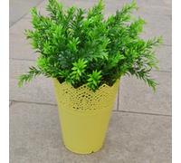 NEIQIUWING Macetero pequeño de resina de polipropileno hueco para organización de escritorio, 14 cm de alto, diámetro de 11/7 cm, color rosa, amarillo, verde, blanco y azul