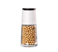 NEIQIUWING Molinillo manual de sal y pimienta rellenable Molinillo de especias ajustable para cocina comedor Tapa de cristal resistente de gran capacidad Blanco Negro (blanco)