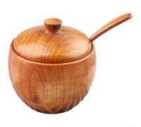 NEIQIUWING Natural Wood Spice Jar with Spoon & Lid Tray - Elegant Kitchen Storage for Coffee, Tea, Sugar & Salt - Unique Wood, Hygienic Food-Safe Coating, Modern Minimalist Design
