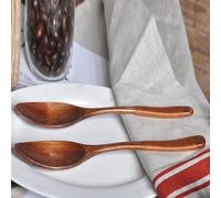 NEIQIUWING Pack de 2 cucharas de madera para café y sopa - Utensilios de cocina de madera con mango 18,5 x 4 cm color natural