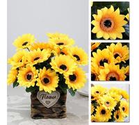 NEIQIUWING Ramo de girasol artificial con 7 cabezas, ideal para el hogar o la oficina