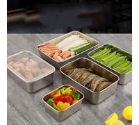 NEIQIUWING Recipiente cuadrado de acero inoxidable con tapa, hermético, apilable