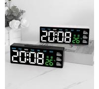 NEIQIUWING Reloj de pared digital, reloj digital con pantalla grande, despertador LED con indicador de día de la semana y temperatura