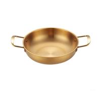 NEIQIUWING Sartén de paella de fondo plano, con dos asas, para guisos, sopas y guisos, horno, diferentes tamaños (oro, 24 cm)