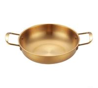 NEIQIUWING Sartén de paella de fondo plano, con dos asas, para guisos, sopas y guisos, horno, diferentes tamaños (oro, 28 cm)