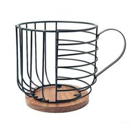 NEIQIUWING Soporte para cápsulas de café de hierro y madera maciza, organizador resistente contra la deformación, almacenamiento de diseño de taza para encimera, versátil para estante de cocina y