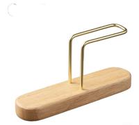 NEIQIUWING Soporte para filtro de café con acento de madera, diseño en V para fundición manual, papel de filtro, organizador que ahorra espacio, soporte de aspecto natural, ayudante de cocina dorado